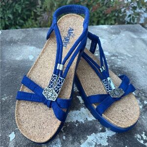 Alegria Roz Arch Support in True Blue Chunky Platform Sandals Sz 41 (10.5-11)NEW